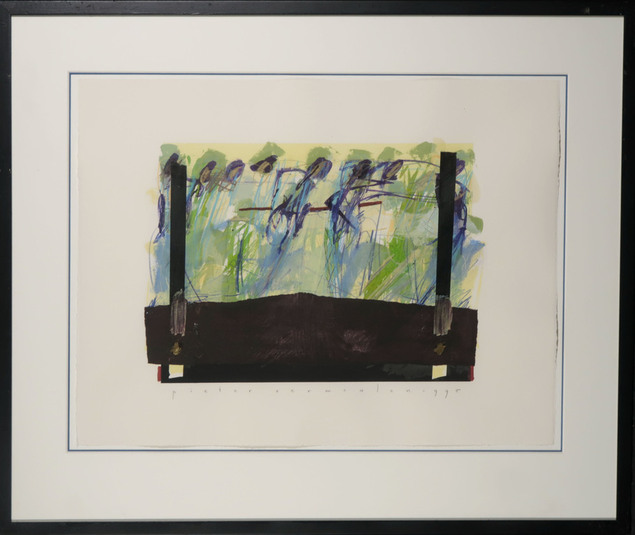 Pieter Vermeulen: Gemengde techniek op papier, Z.T. - Ingelijst kopen? Bied vanaf 35!