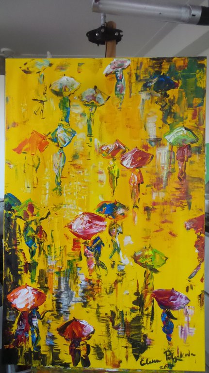 Elena Polyakova: Acrylverf , Impressionism of the rain kopen? Bied vanaf 175!