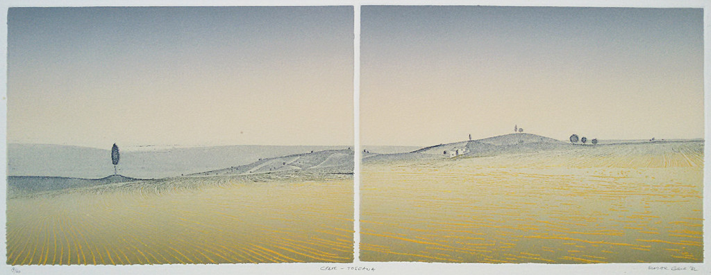 Elmar Gille - Crete Toscana, aquatint ets verkocht voor € 75!