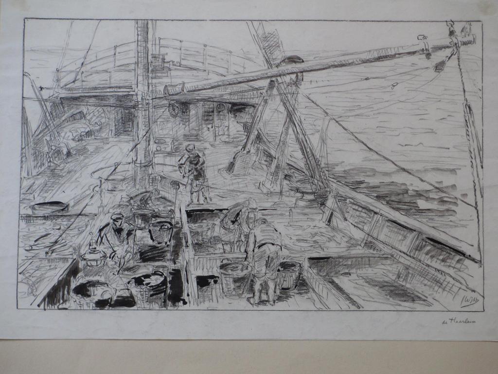 Willem Jans Dijk, Vissersschip de Haarlem, Tekening kopen? Bied vanaf 45!