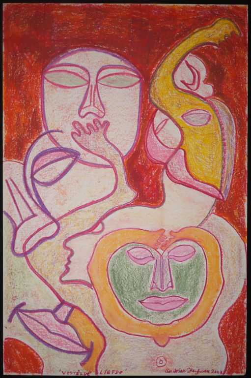 Andries Heyboer: Vetkrijt op papier, Verstilde liefde (Groot) kopen? Bied vanaf 20!