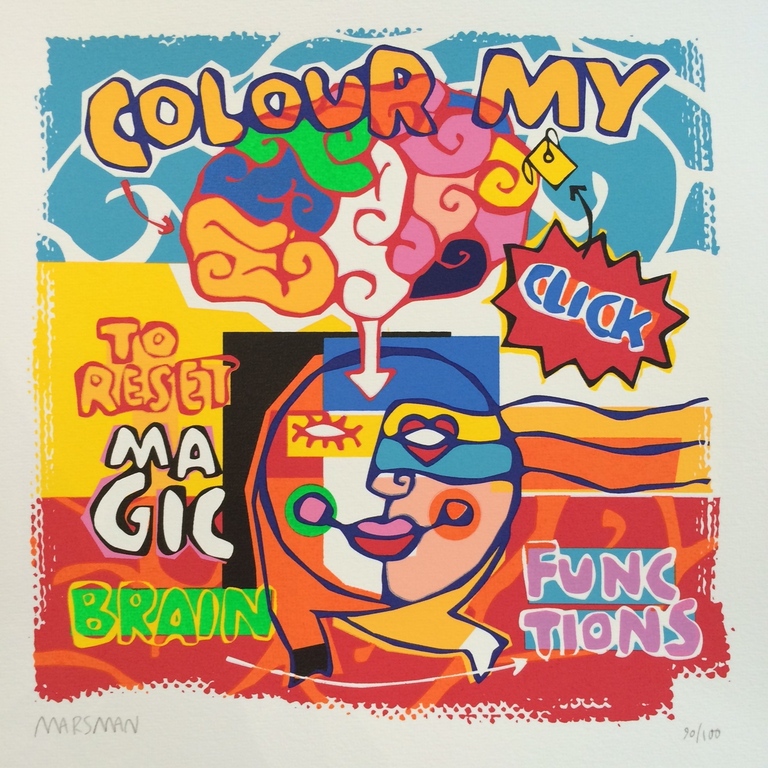 Jean-Paul Marsman, zeefdruk op papier, Titel: " colour my brain " kopen? Bied vanaf 15!