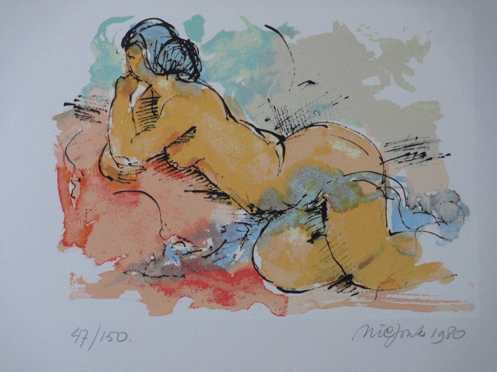 Nic Jonk, Weelderig naakt, Zeefdruk  verkocht voor € 65!