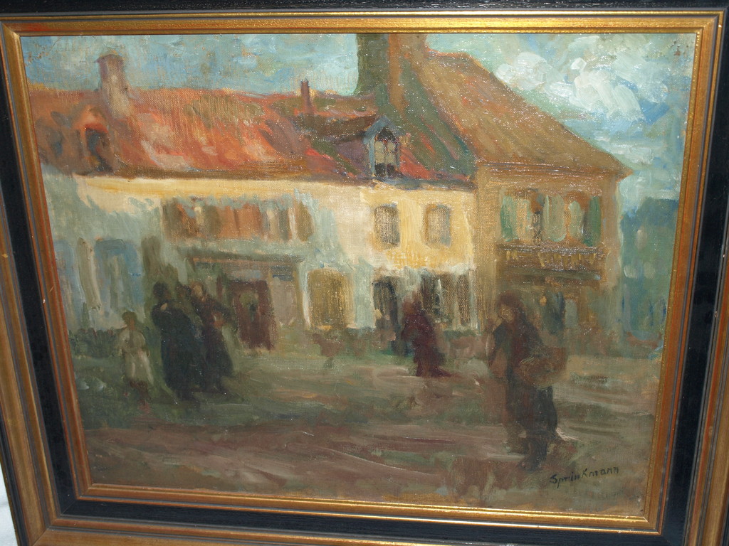 MAX SPRINKMANN (1876-?)–Olieverf –Stadsgezicht –Gesigneerd & ingelijst – ca 1922 verkocht voor € 200!