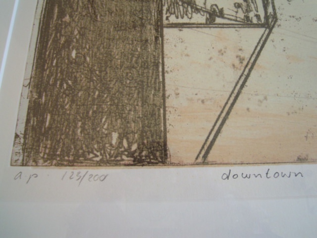 Prachtige litho PETER BES 123/200 -DOWNTOWN 86 X 76 cm   kopen? Bied vanaf 65!