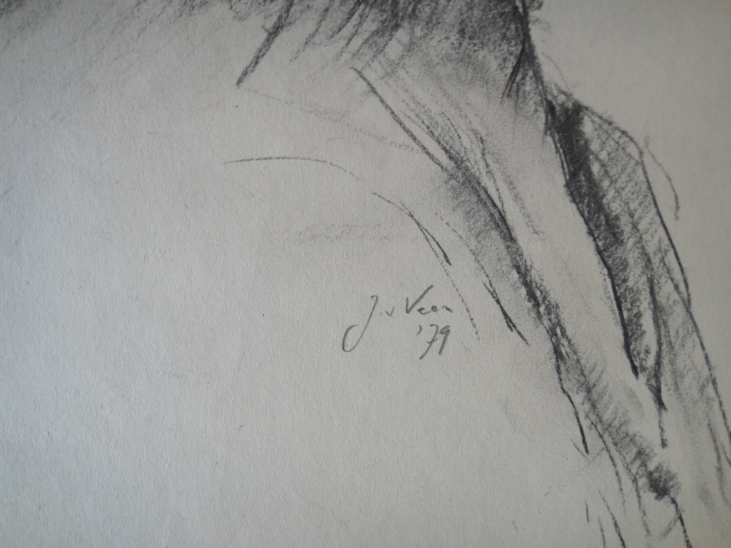 Jaap van Veen, tekening, jaren '70-portret van onbekende vrouw 'en profil' kopen? Bied vanaf 1!