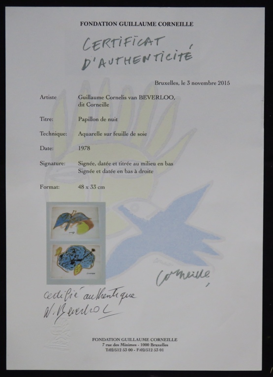 Corneille: 2 Aquarellen, Papillon de nuit - Ingelijst kopen? Bied vanaf 1325!