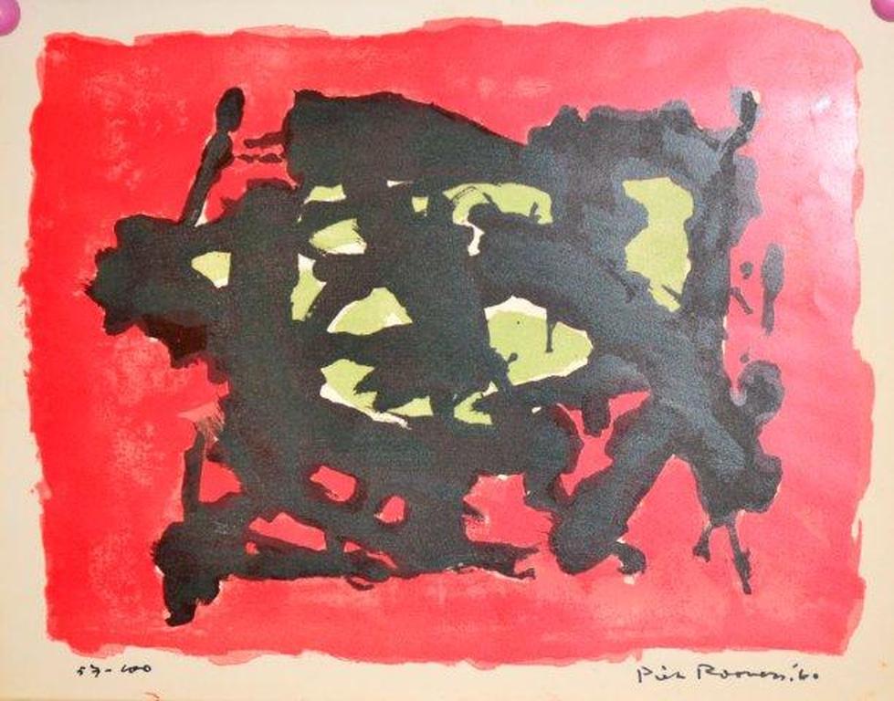 Piet Roovers: Litho, Abstracte Compositie, 1960 verkocht voor € 140!