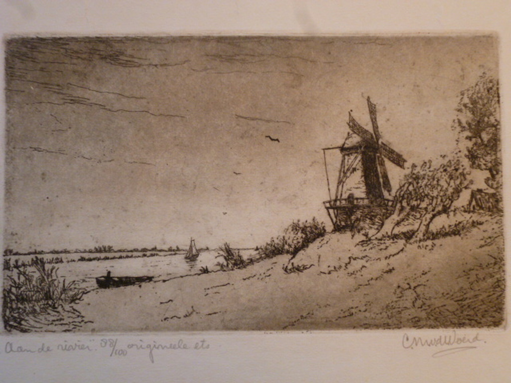 C.M. van de Woerd - ets - Aan de rivier kopen? Bied vanaf 20!