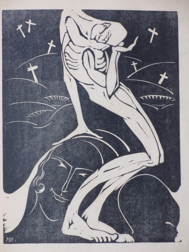 Hildo Krop, Dodenakker, Houtsnede kopen? Bied vanaf 45!