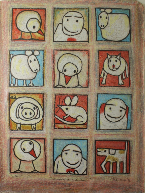 Hans Innemee, zeefdruk, 1999, 'All twelve being themselve' kopen? Bied vanaf 500!