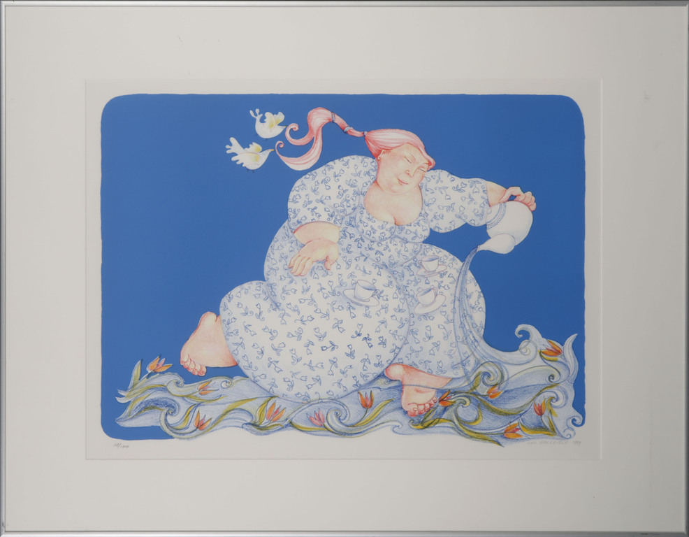 Ada Breedveld: Litho, De watervrouw - Ingelijst verkocht voor € 35!