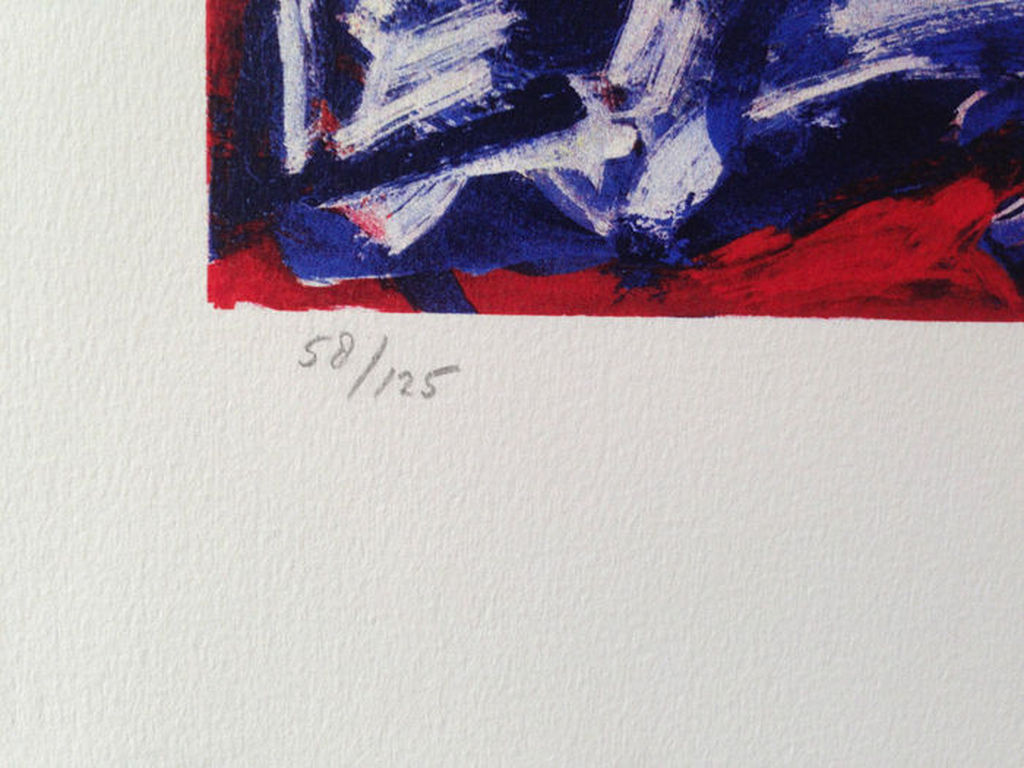 WOLVECAMP, Gelimiteerde en HANDGESIGNEERDE Zeefdruk Abstracte compositie 1991 kopen? Bied vanaf 199!