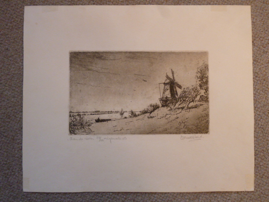 C.M. van de Woerd - ets - Aan de rivier kopen? Bied vanaf 20!