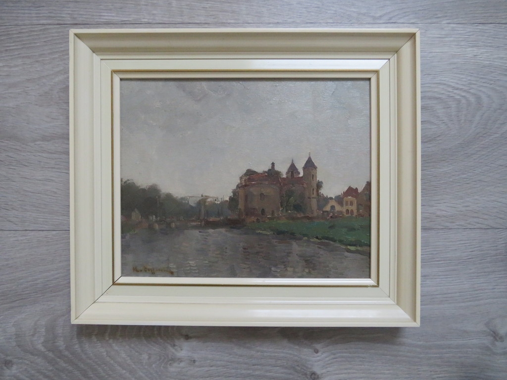 Hugo van Schaik - olieverf op paneel - Gezicht op slot Loevestein kopen? Bied vanaf 1!