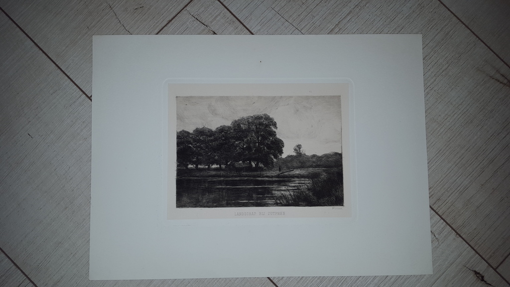 J.H. Wijsmuller (1855-1925) - ets, landschap bij Zutphen, gesigneerd kopen? Bied vanaf 49!