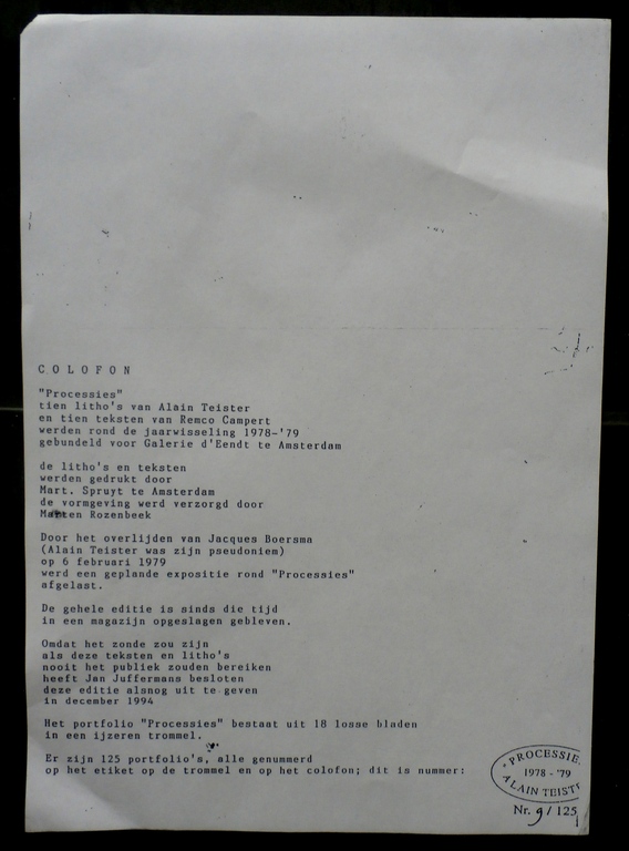 Alain Teister - 10 litho's met 10 teksten van Remco Campert - 1978/1979 kopen? Bied vanaf 75!