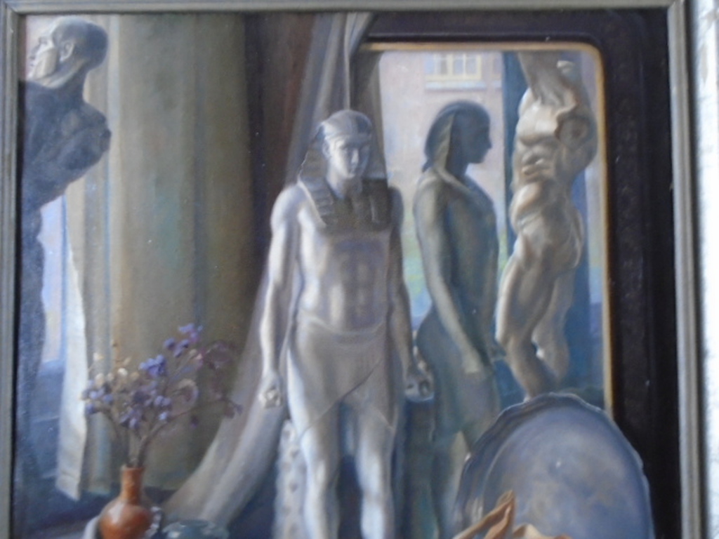 Roelf Gerbrands - olieverf - Stilleven met beelden en fruit kopen? Bied vanaf 565!