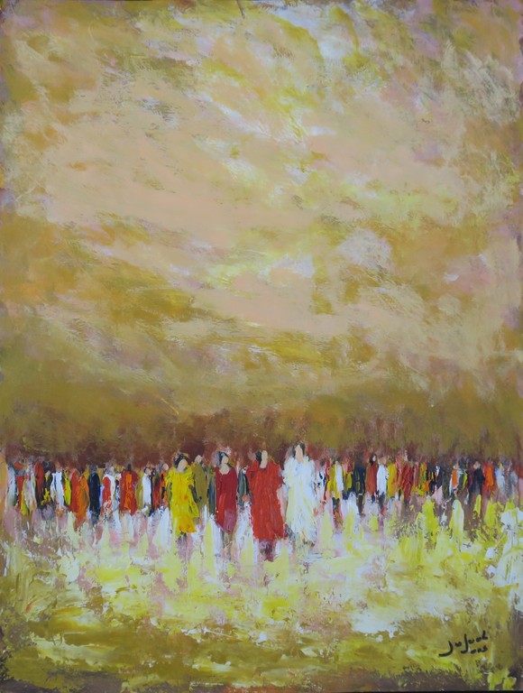 Jose van Gool: Acryl op papier, Z.T. Figuren kopen? Bied vanaf 60!