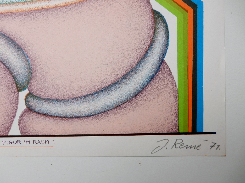 Jörg Remé - zeefdruk uit 1971 - Grosse Figur Im Raum I - gesigneerd kopen? Bied vanaf 1!