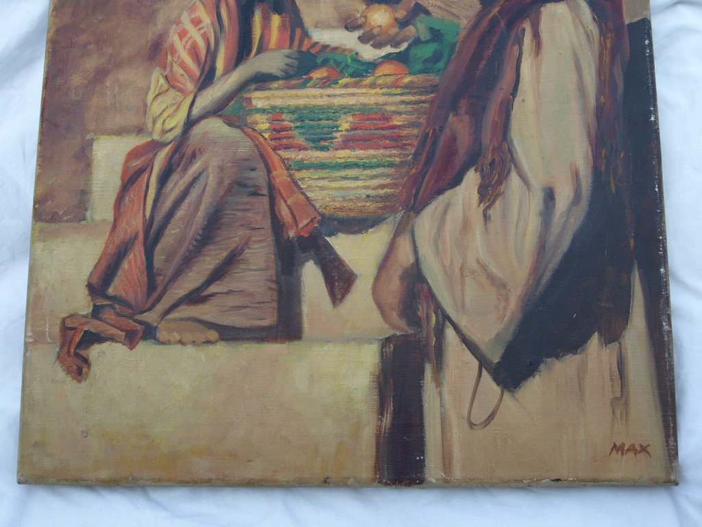 Gesigneerd ‘Max’ : Olieverf op doek – Oriëntaalse voorstelling – 60 x 40 cm  kopen? Bied vanaf 1!