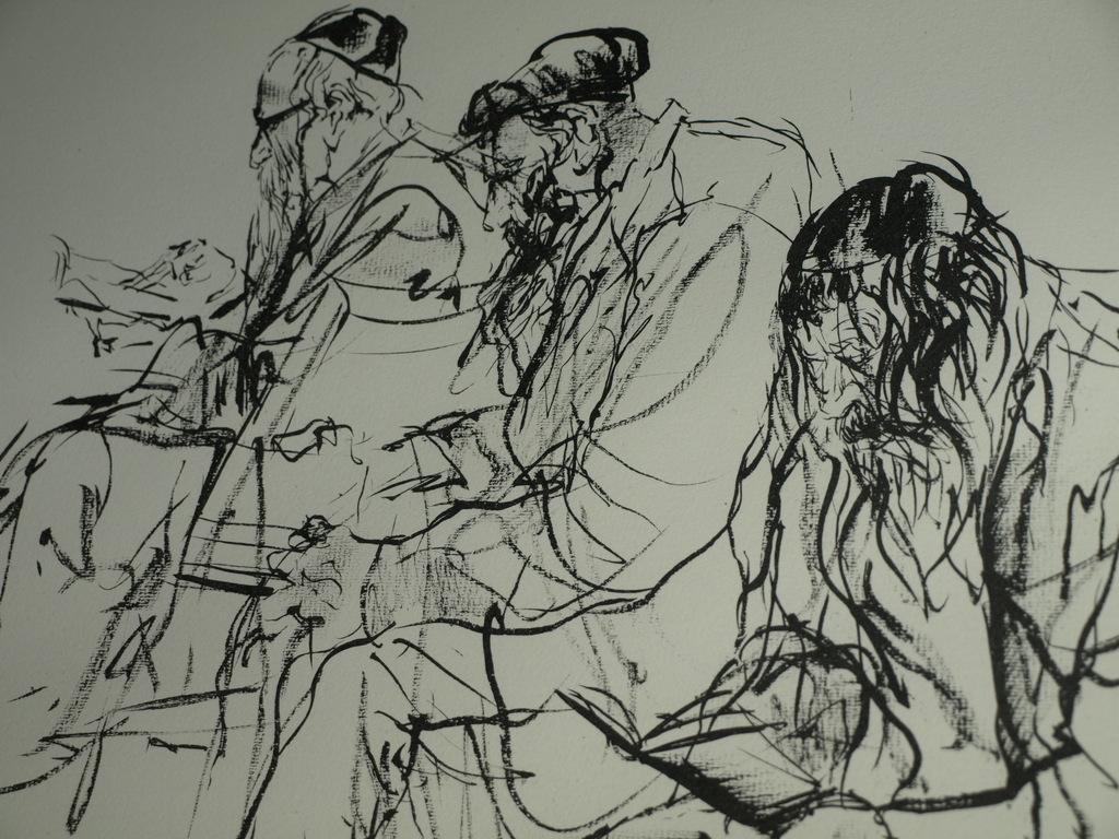 Piet Klaasse – Litho  – Lezende oude Joodse mannen – Gesigneerd - Ingelijst , 66 x 51 cm + Extra: Het boek Wij waren getuigen (1946) kopen? Bied vanaf 75!