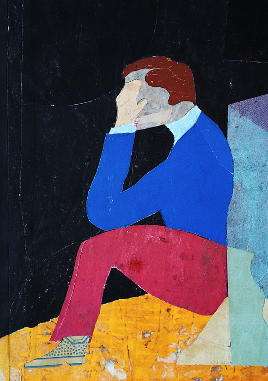 Hans van der Horst - Denker, gemengde techniek op papier kopen? Bied vanaf 50!