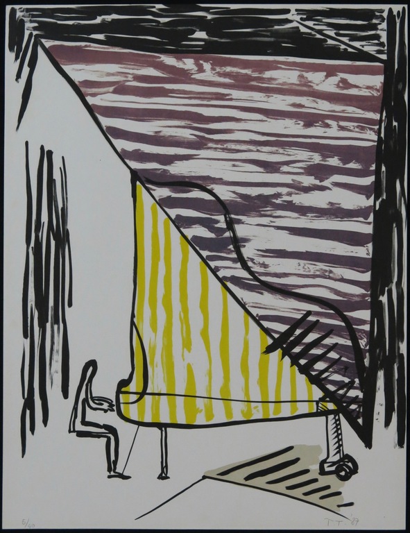 Toon Teeken: Zeefdruk, Pianist verkocht voor € 35!