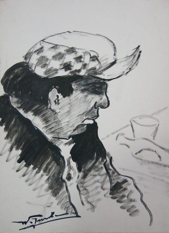 Wim Jurcka: 2x stifttekening, Cafe scenes kopen? Bied vanaf 1!