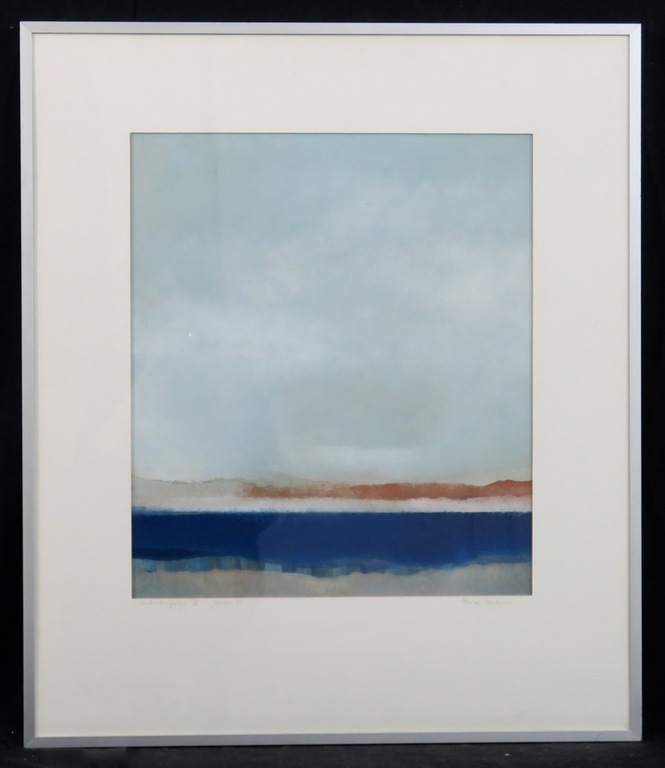 Marjan Nagtegaal: Olie op geprepareerd papier, Landschappelijk IV - Ingelijst verkocht voor € 80!