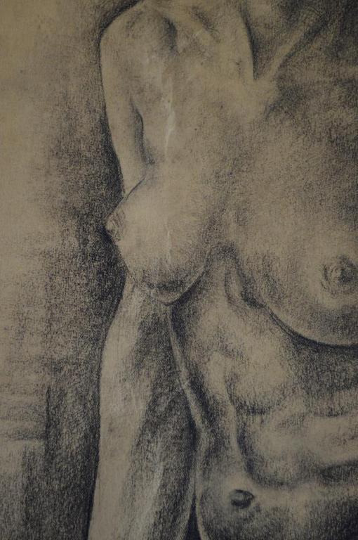 Herman Jansen (1911- ? ) zittend naakt met gesloten ogen 40 x 48, krijt - 1946 kopen? Bied vanaf 20!