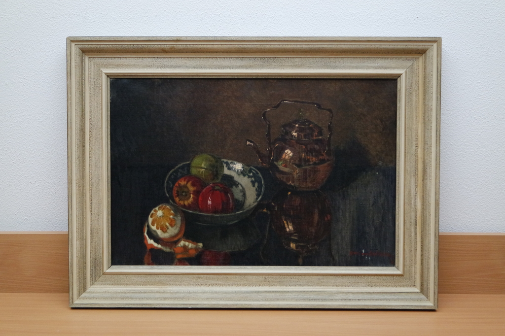 Henri van Os-Delhez - olieverf op doek - Stilleven - gesigneerd r. onder kopen? Bied vanaf 395!