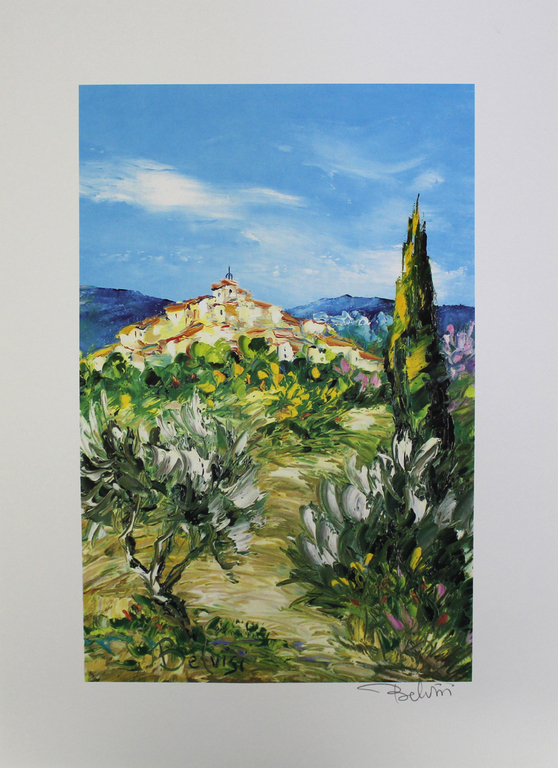 MARCEL BELVISI - WANDERWEG ZUM DORF, grote litho, handgesigneerd kopen? Bied vanaf 1!