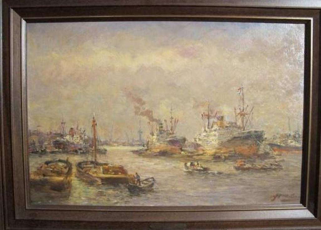 Joop Molenaar - Havengezicht Rotterdam  verkocht voor € 490!