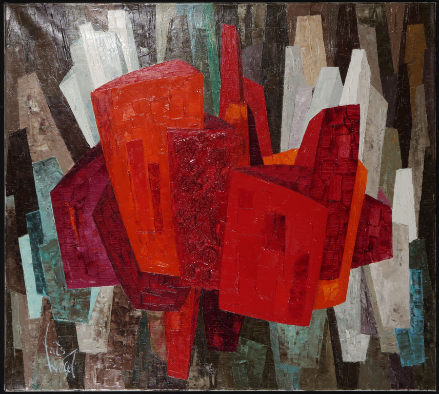 Frits Vogel: Olieverf op doek, Abstracte compositie kopen? Bied vanaf 150!