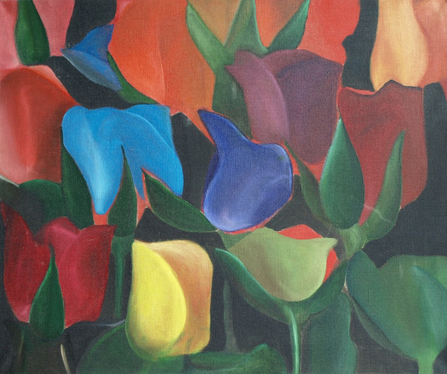 Onbekend : Olieverf op doek , Tulpen - 50 x 60 cm kopen? Bied vanaf 1!