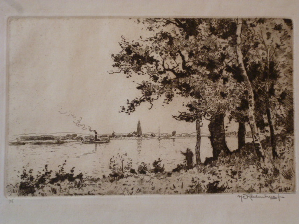 H.E.Roodenburg - ets - Tussen Rhenen en Ingen verkocht voor € 40!