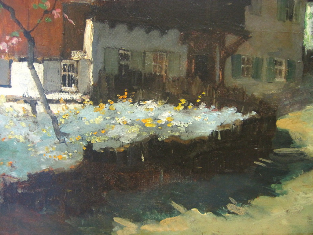 Herman Moerkerk 1879-1949 "moeder en kind bij chalet"olieverf ca. 1920  kopen? Bied vanaf 1!