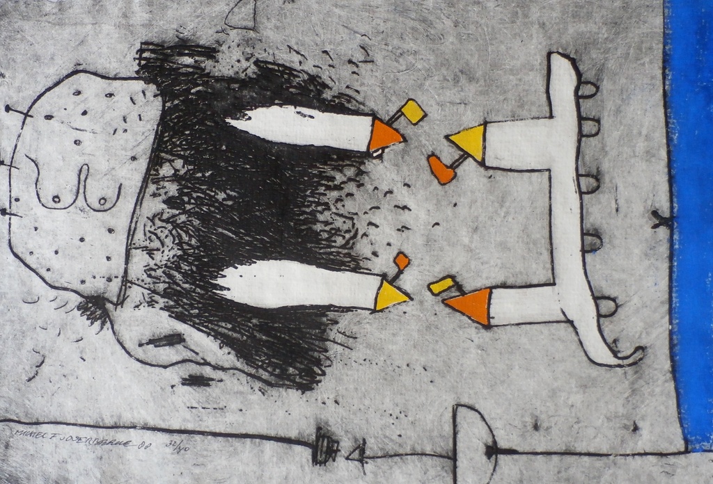 Michel Overbeeke - kleuren ets - 1988 verkocht voor € 45!