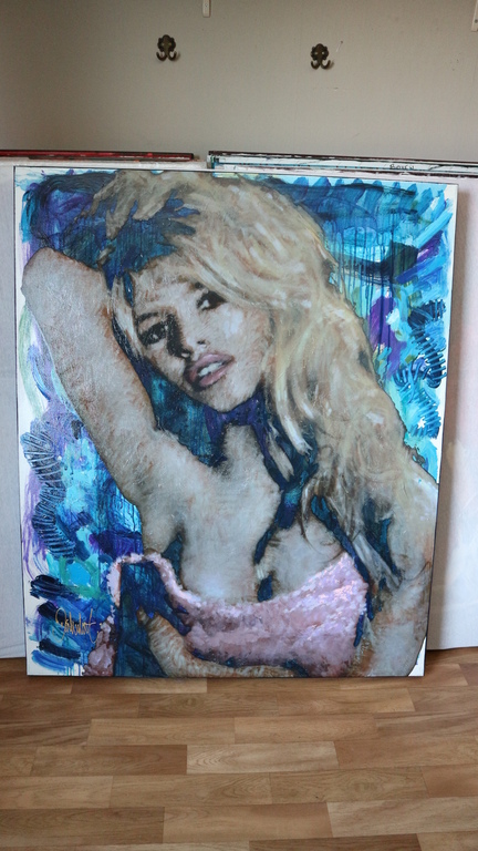 Peter Donkersloot - Brigitte Bardot  Acryl- en olieverf op linnen - gesigneerd kopen? Bied vanaf 495!