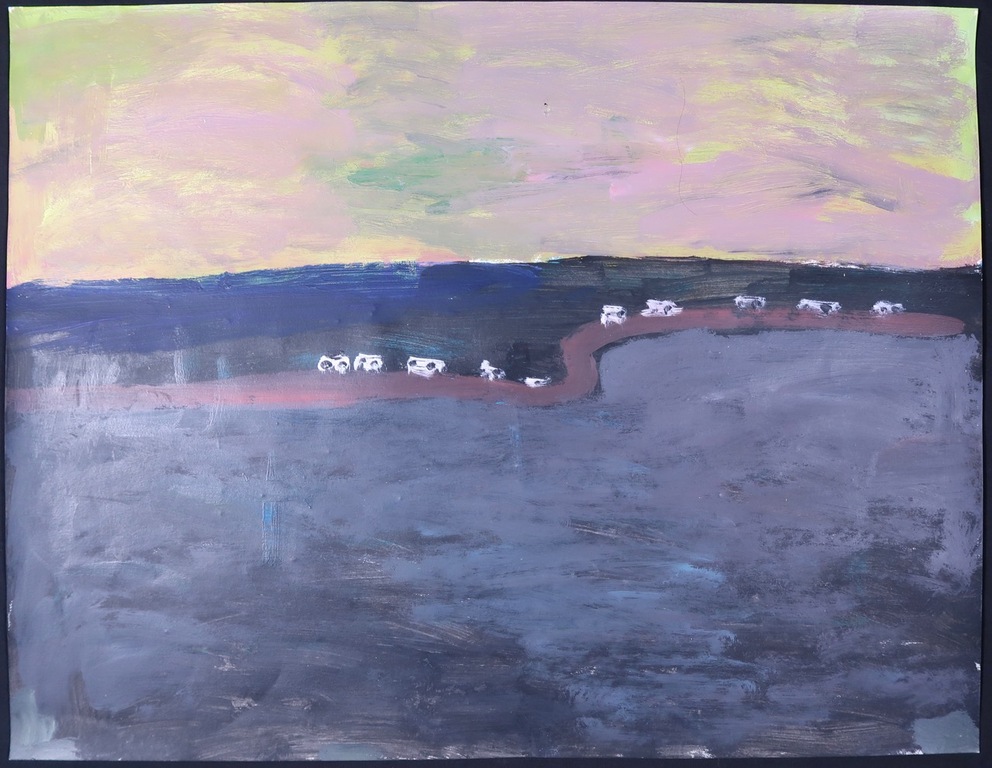 Ruven Levav: Gouache, Landschap met koeien kopen? Bied vanaf 1!