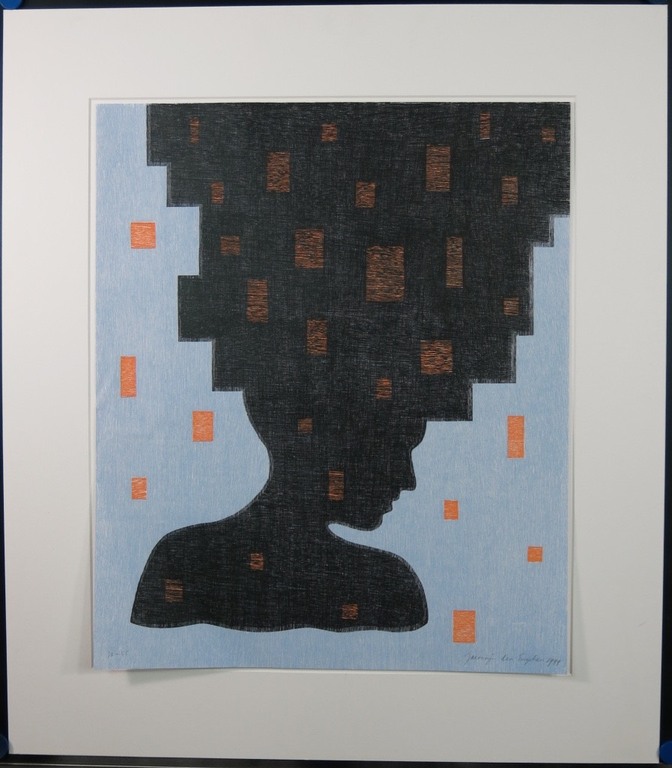 Jacomijn den Engelsen: Houtsnede, Vrouw (Blauw) kopen? Bied vanaf 1!