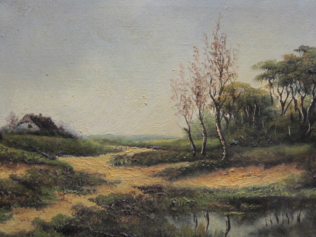 Henricus Rol (1906-1992) olieverf "landschap met bosven " gesigneerd ca 1940  verkocht voor € 67!