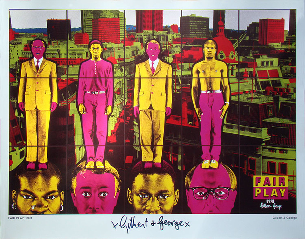 Gilbert & George - "Fair play 1991"-gesigneerde offset print verkocht voor € 160!