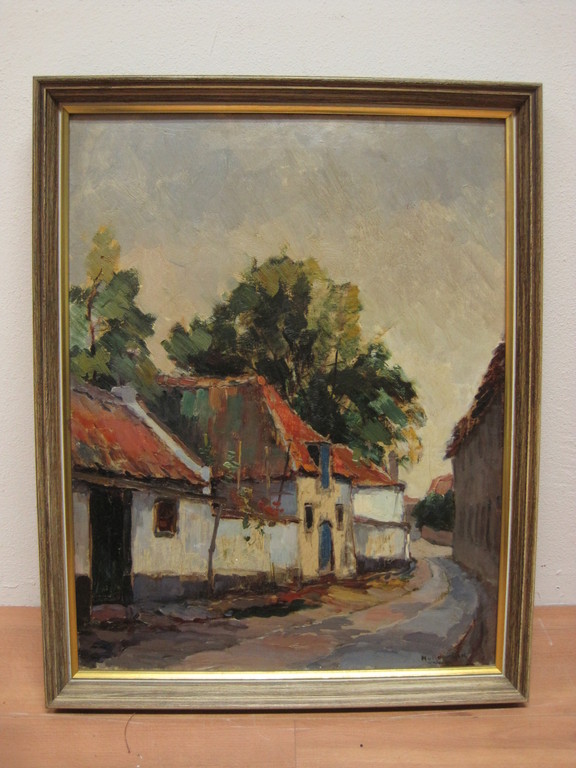 H V Doornik 1880-1936 olieverf  "zomer in Elburg" Gelderland  omstreeks 1920 kopen? Bied vanaf 1!