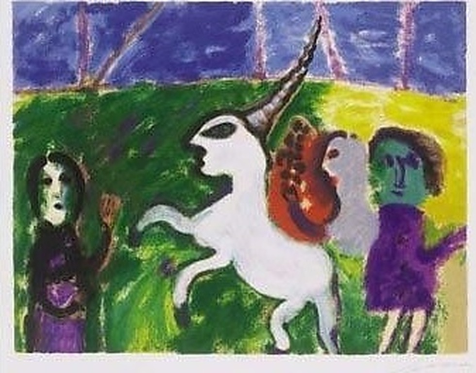 Eugene Brands 'De eenhoorn' - gesigneerde zeefdruk - oplage 150 ex. - 1997 kopen? Bied vanaf 325!