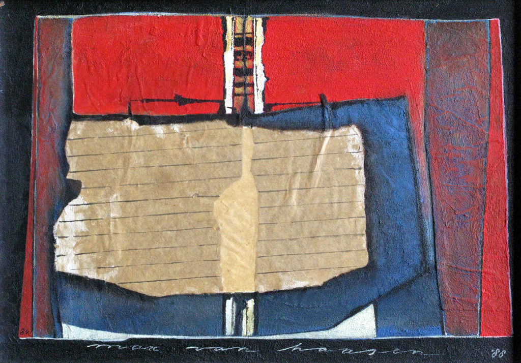 VAN HAASEN - Origineel - Gemengde Techniek op Board, GESIGNEERD en mooi INGELIJST in houten omlijsting. kopen? Bied vanaf 90!