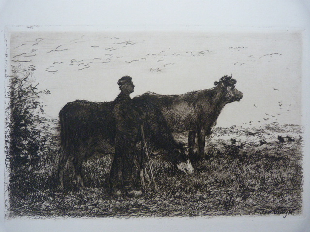 Jan Vrolijk  (  1846 - 1894  )  -  twee etsen. kopen? Bied vanaf 1!