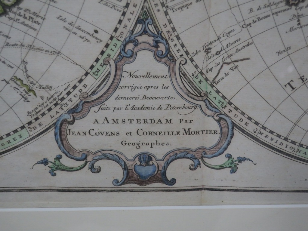 Johannes Condet: Handgekleurde gravure, Mappemonde - Ingelijst kopen? Bied vanaf 1!