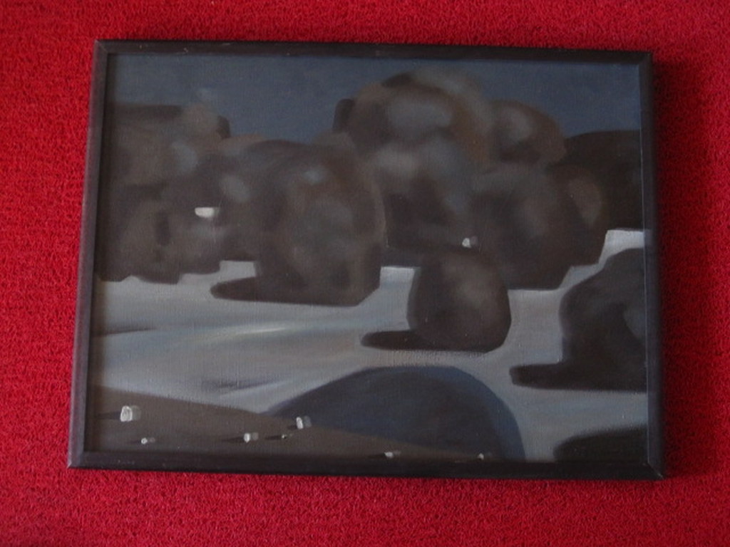 Alex Yastrebenetskiy (1956) Akademie st Petersburg olieverf "nachtlandschap" gsd verkocht voor € 46!